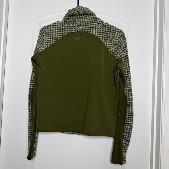 Nike Pro Hyperwarm Thermal Training Top Olive Green Textured Performance Medium - Picture 3 of 8